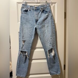 Abercrombie & Fitch Light Blue Ripped High Rise Jeans